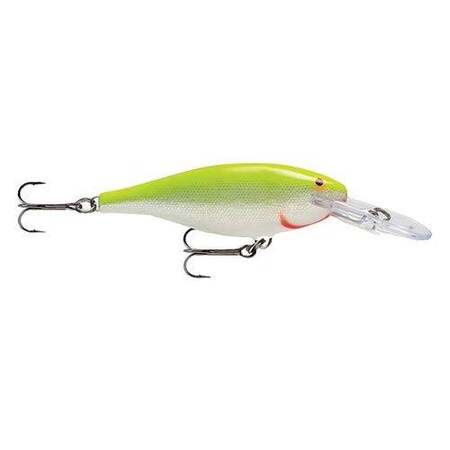 Rapala Shad Rap Crankbait 2 34, 14 Oz, Silver Fluorescent Chartreuse, Floating SR07SFC